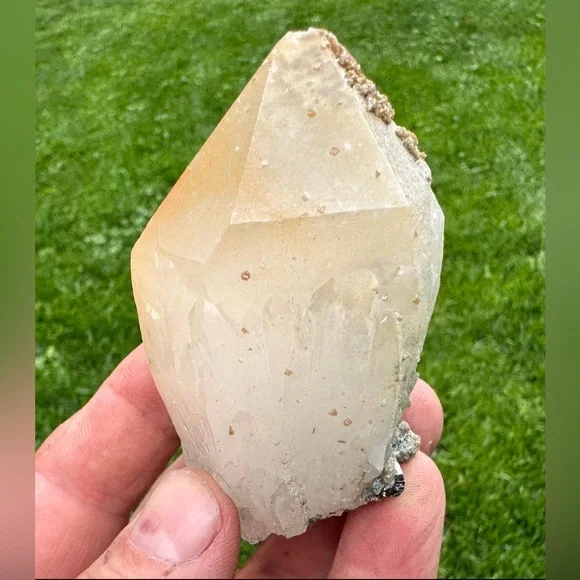 .37 lb approx Quartz w/ Dolomite and Pyrite Cover Djurkovo mine, Laki, Bulgaria - Picture 1 of 7